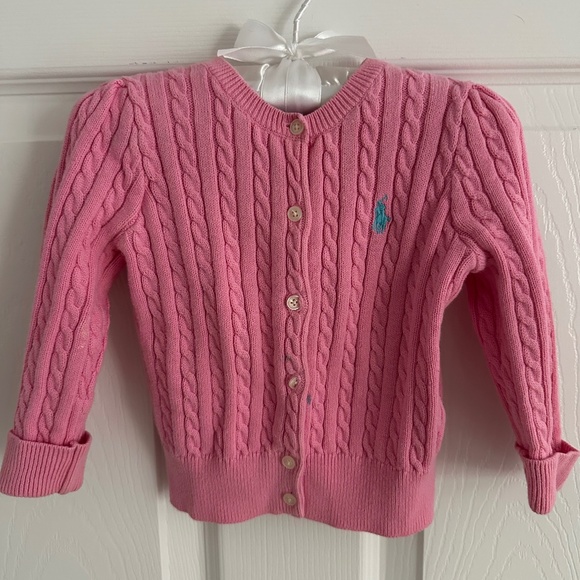 Ralph Lauren Cable Knit Pink Sweater 12M Baby Toddler - Picture 1 of 4
